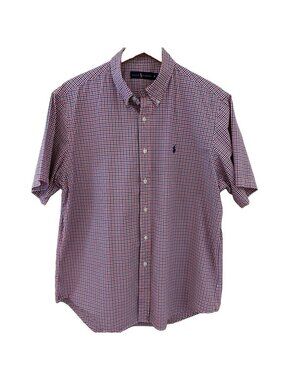 Ralph Lauren Men's Short Sleeve Button Down Shirt Size XL Check 100% Cotton